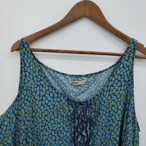 Old Navy Womens Sleeveless Blue Yellow Tank Top Plus Size 4X Scoop Neck Casual - Picture 6 of 11